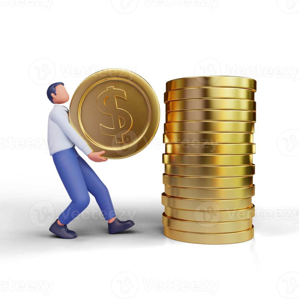 3d illustration successful bussinesman or investor presenting stack of money png