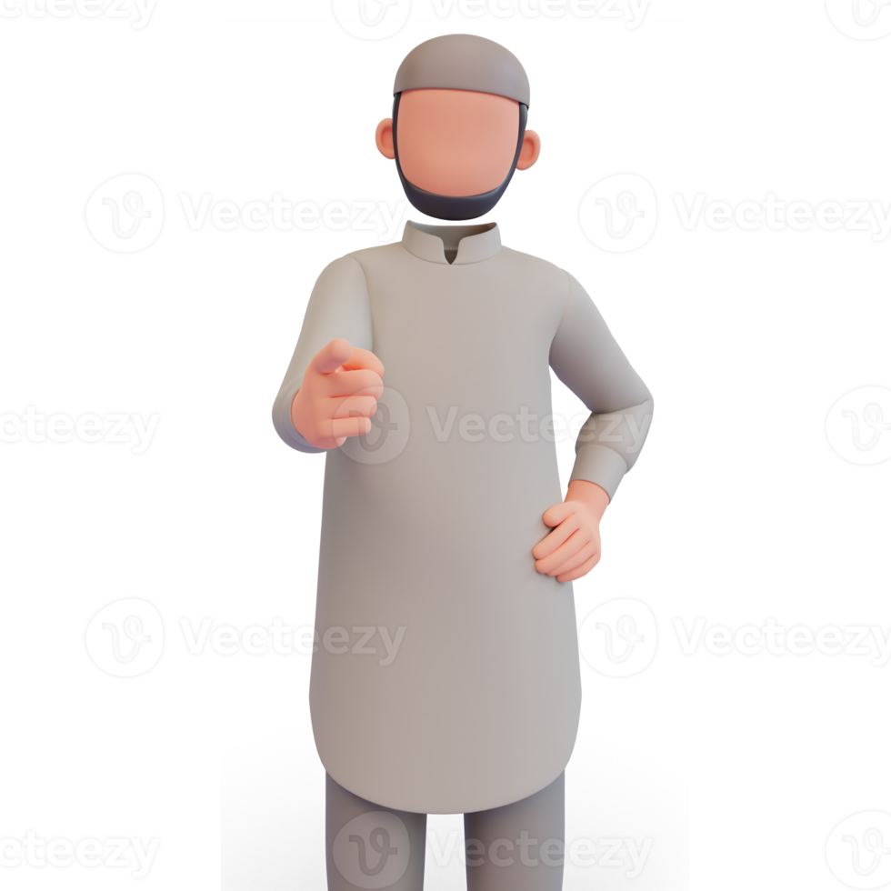 Muslim man Teacher Cartoon 3d Illustration png