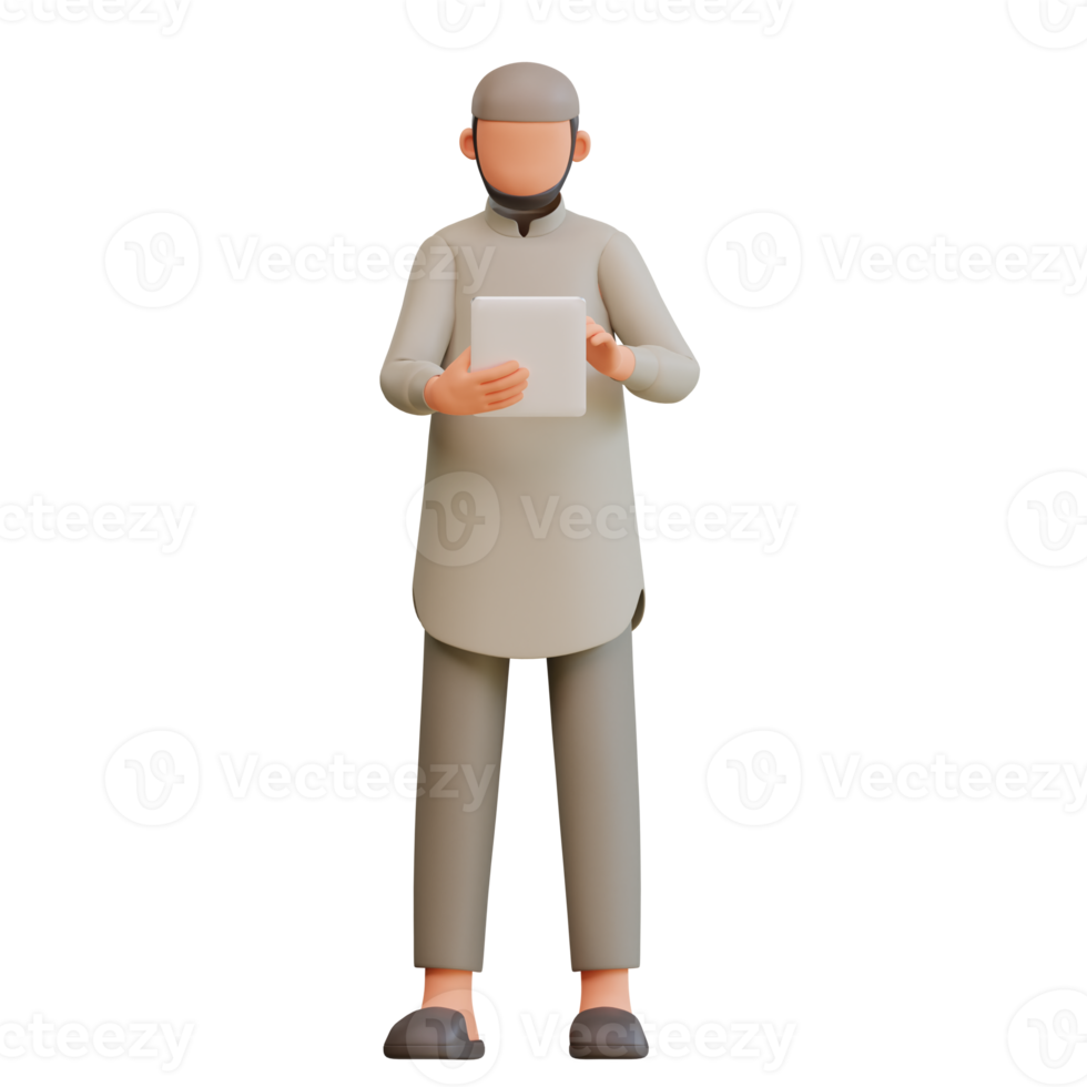 Muslim man Teacher Cartoon 3d Illustration png