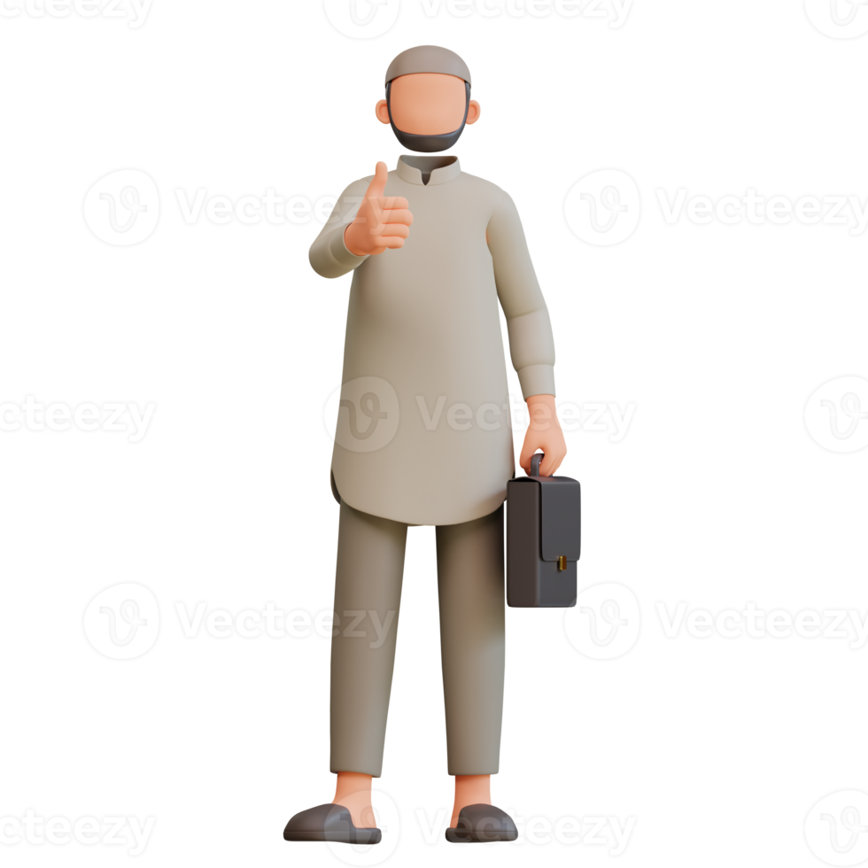 muslim man lärare tecknad serie 3d illustration png