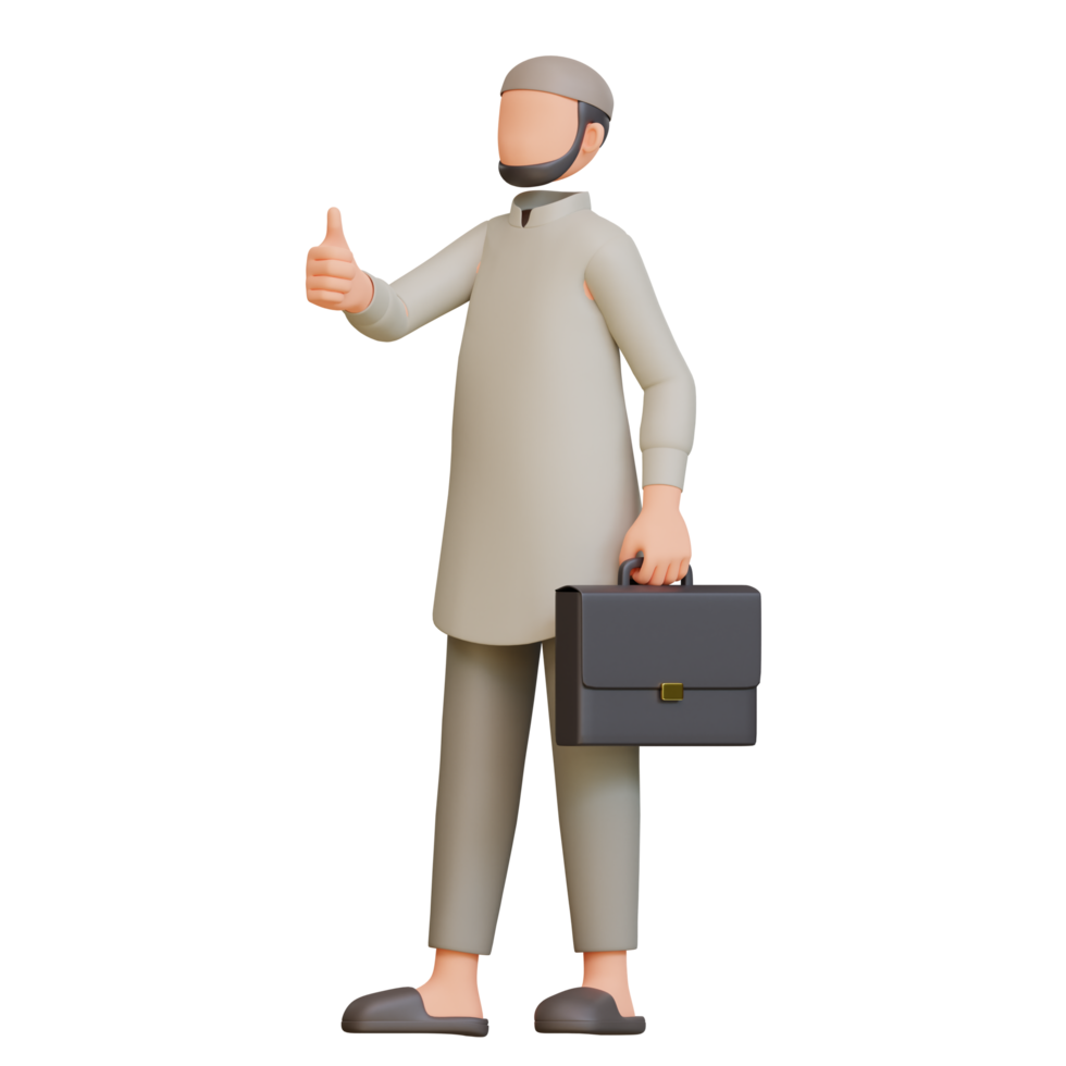 Muslim man Teacher Cartoon 3d Illustration png