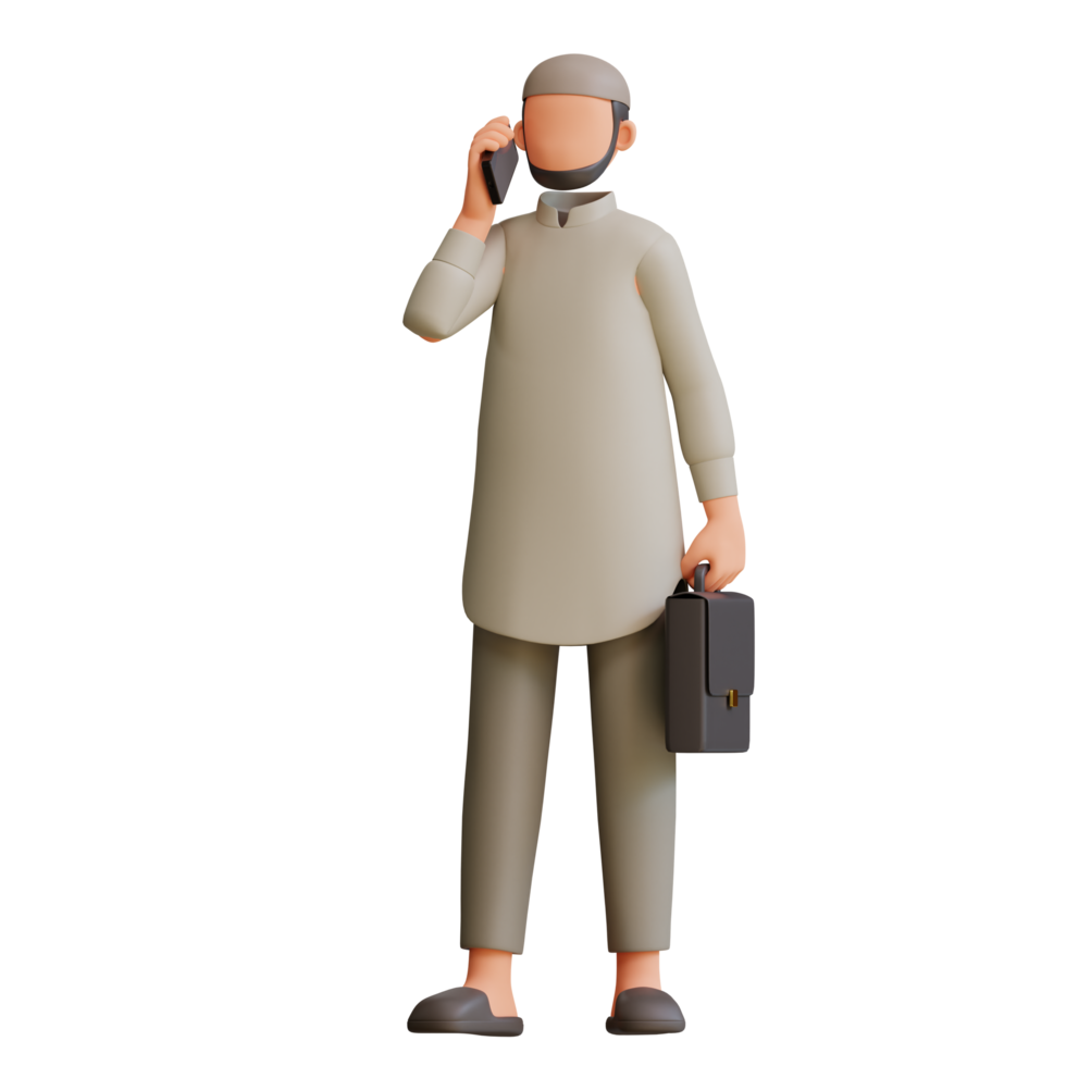 Muslim man Teacher Cartoon 3d Illustration png