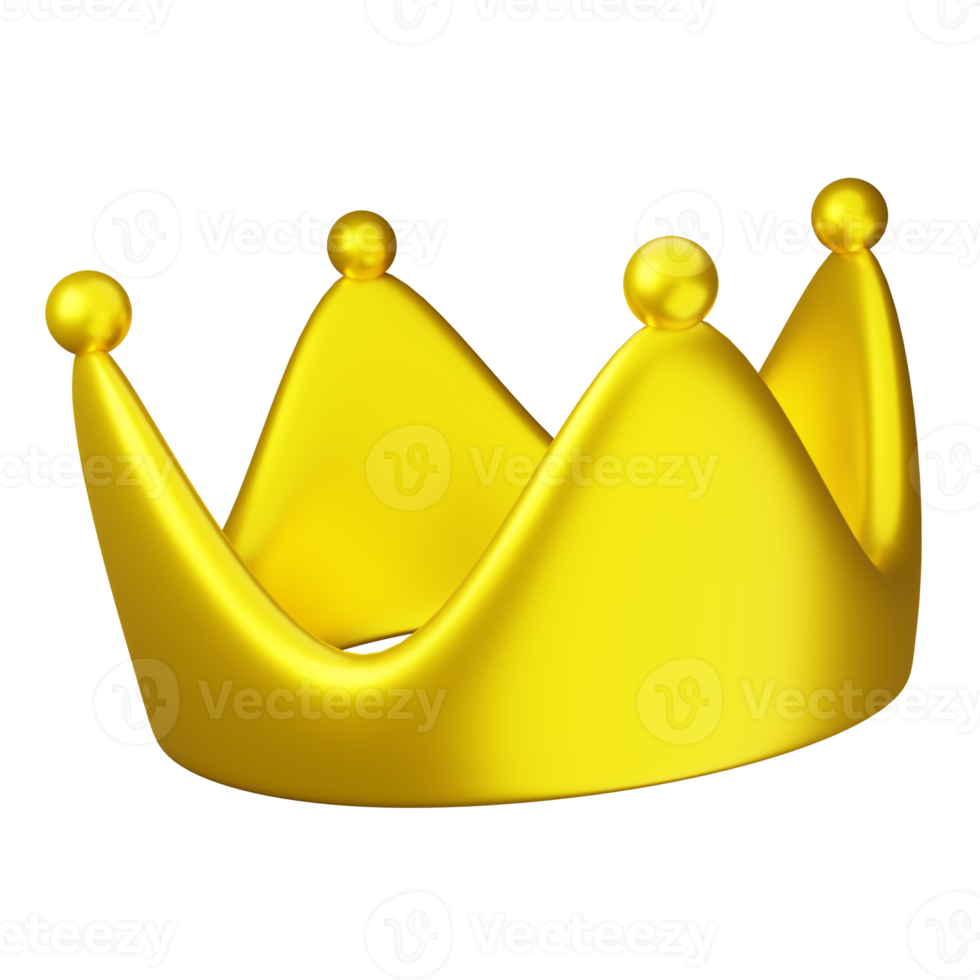 set of premium gold crown winner luxury success sign or symbol icon cartoon background 3d illustration png