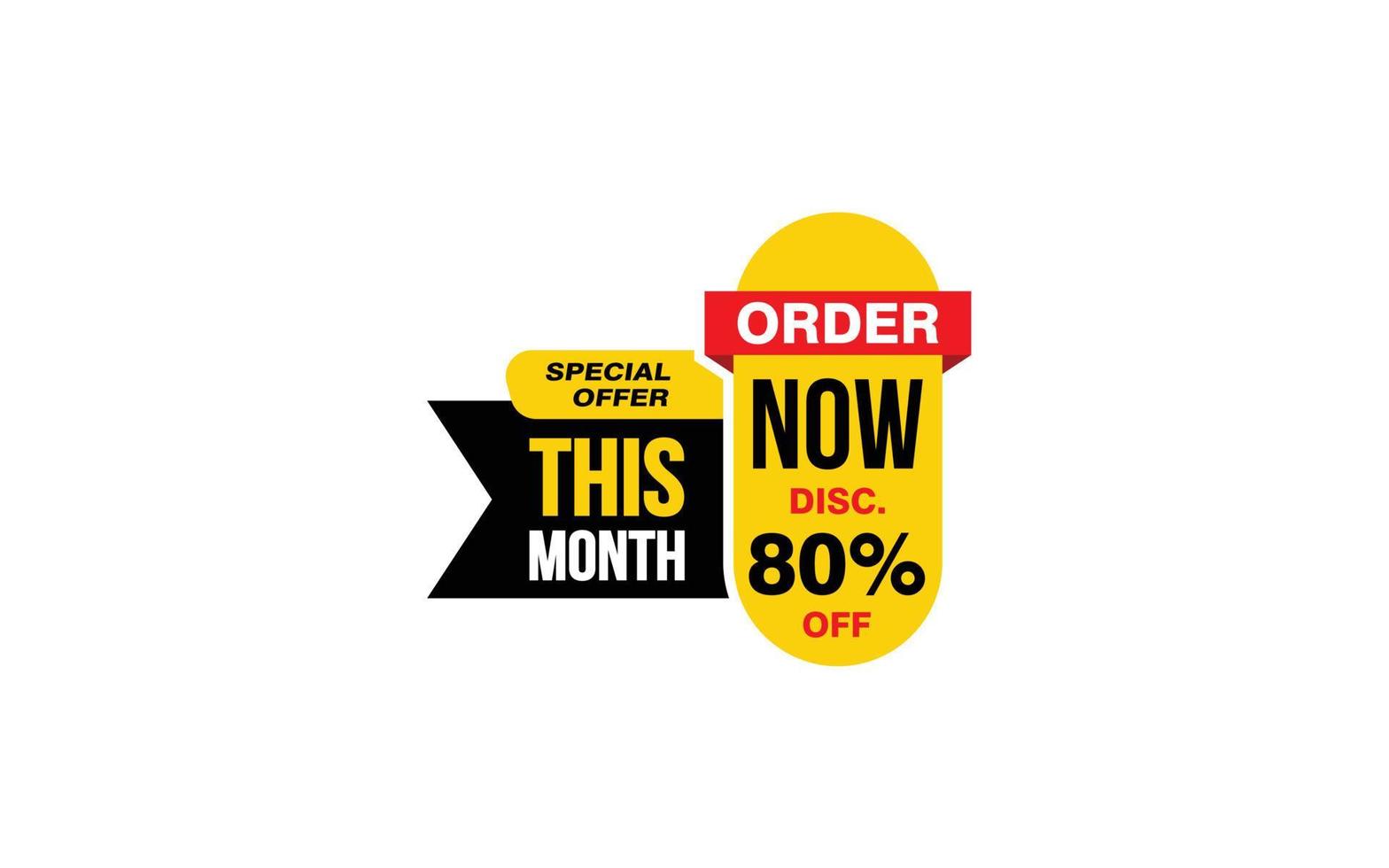 80 Percent THIS MONTH offer, clearance, promotion banner layout with sticker style. vector