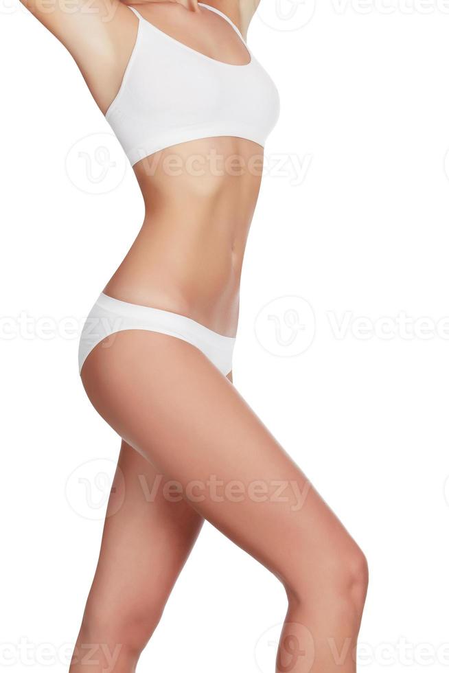 Slim woman in white underwear, copyspace 20790091 Stock Photo at Vecteezy