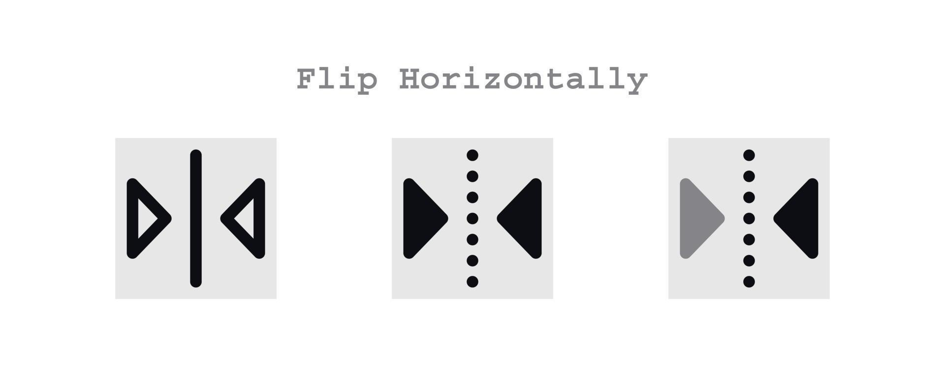 flip horizontally icons set vector