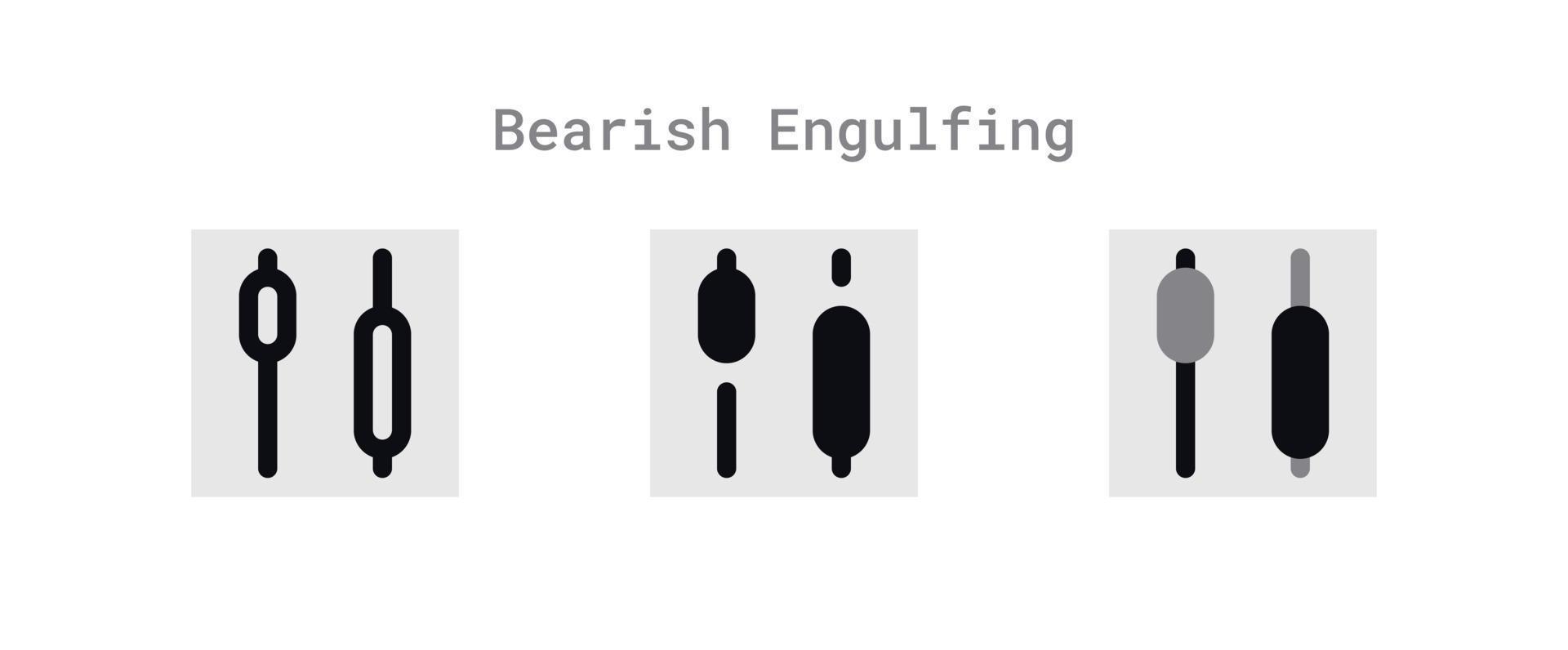 Bearish Engulfing Candlestick Icons Sheet vector