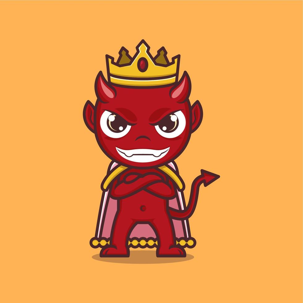 cute cartoon devil with crown vector