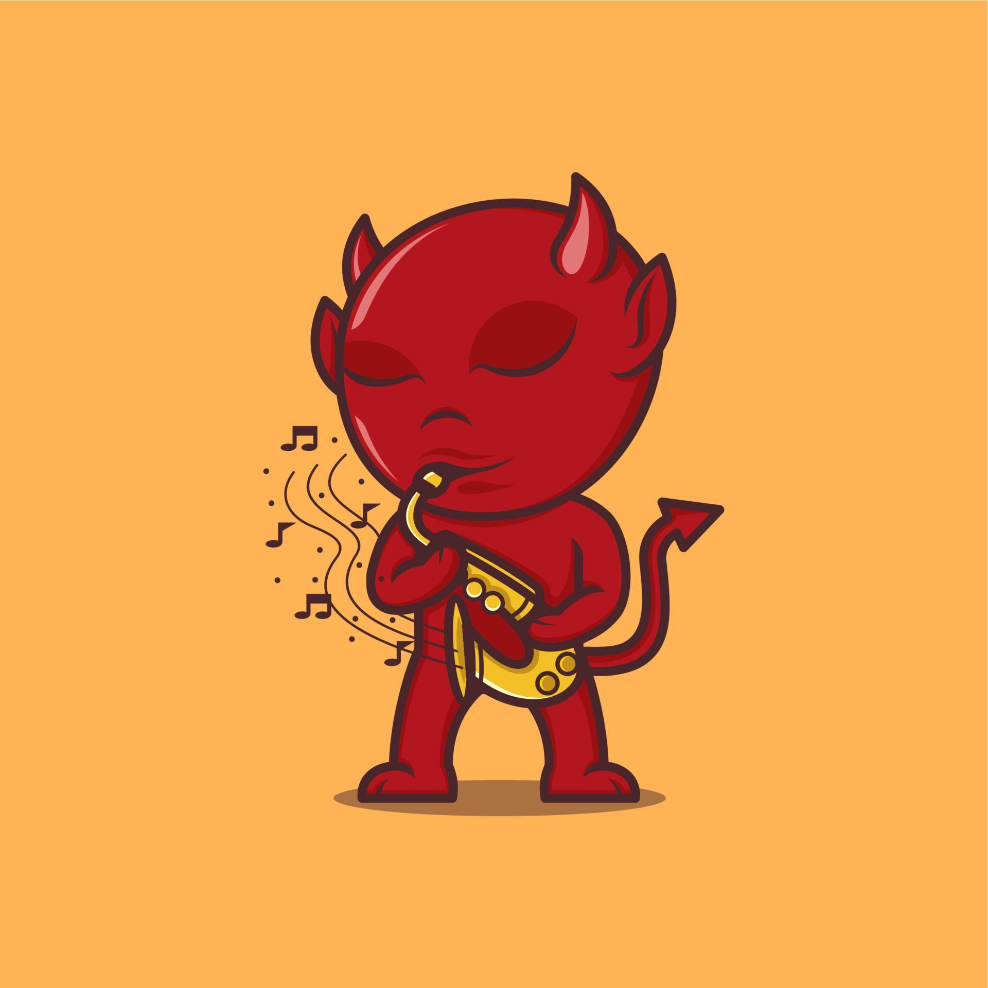 cute cartoon devil with saxophone 20791237 Vector Art at Vecteezy