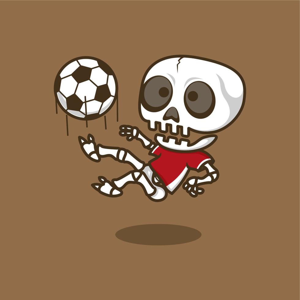 cute cartoon skull playing football vector