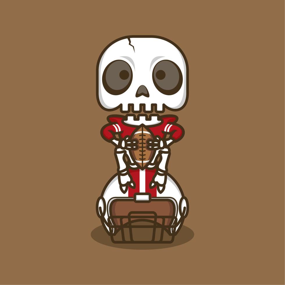 rugby player cute cartoon skull vector