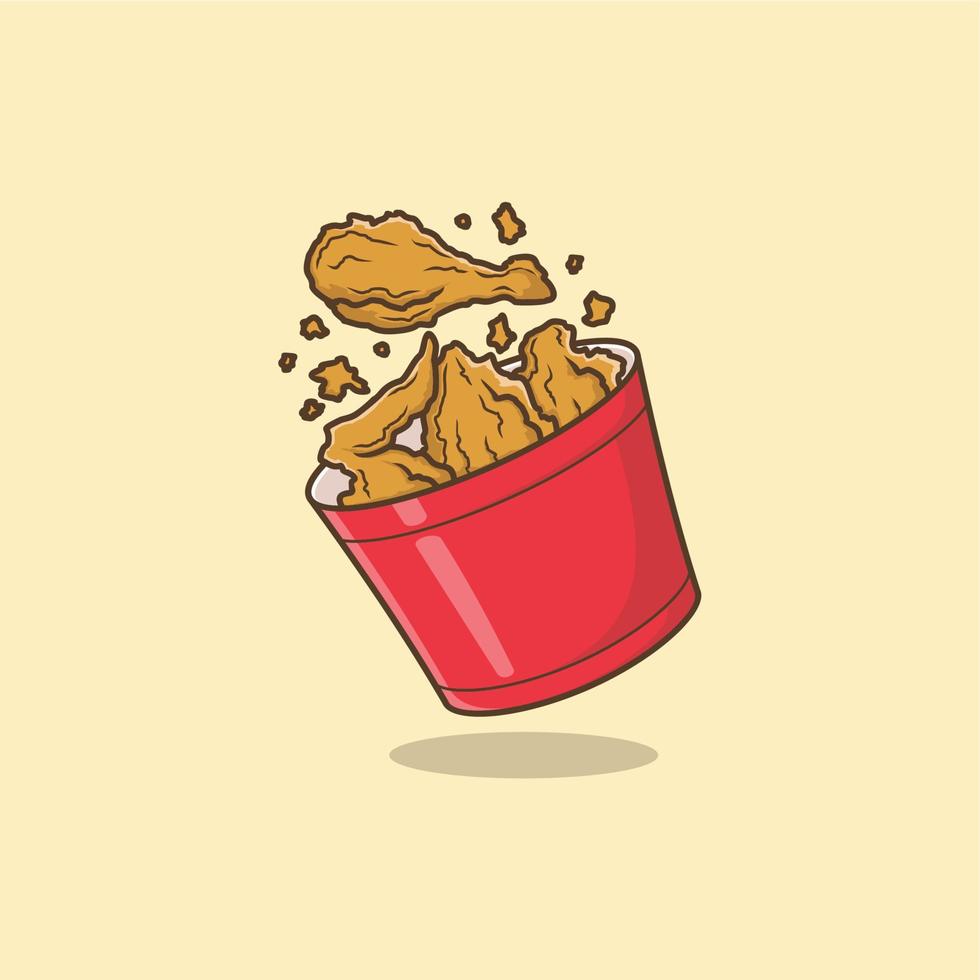 cute cartoon crispy chicken vector