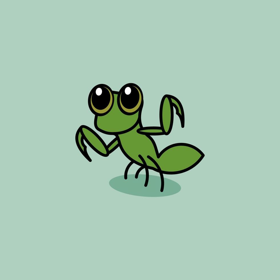 cute cartoon praying mantis vector