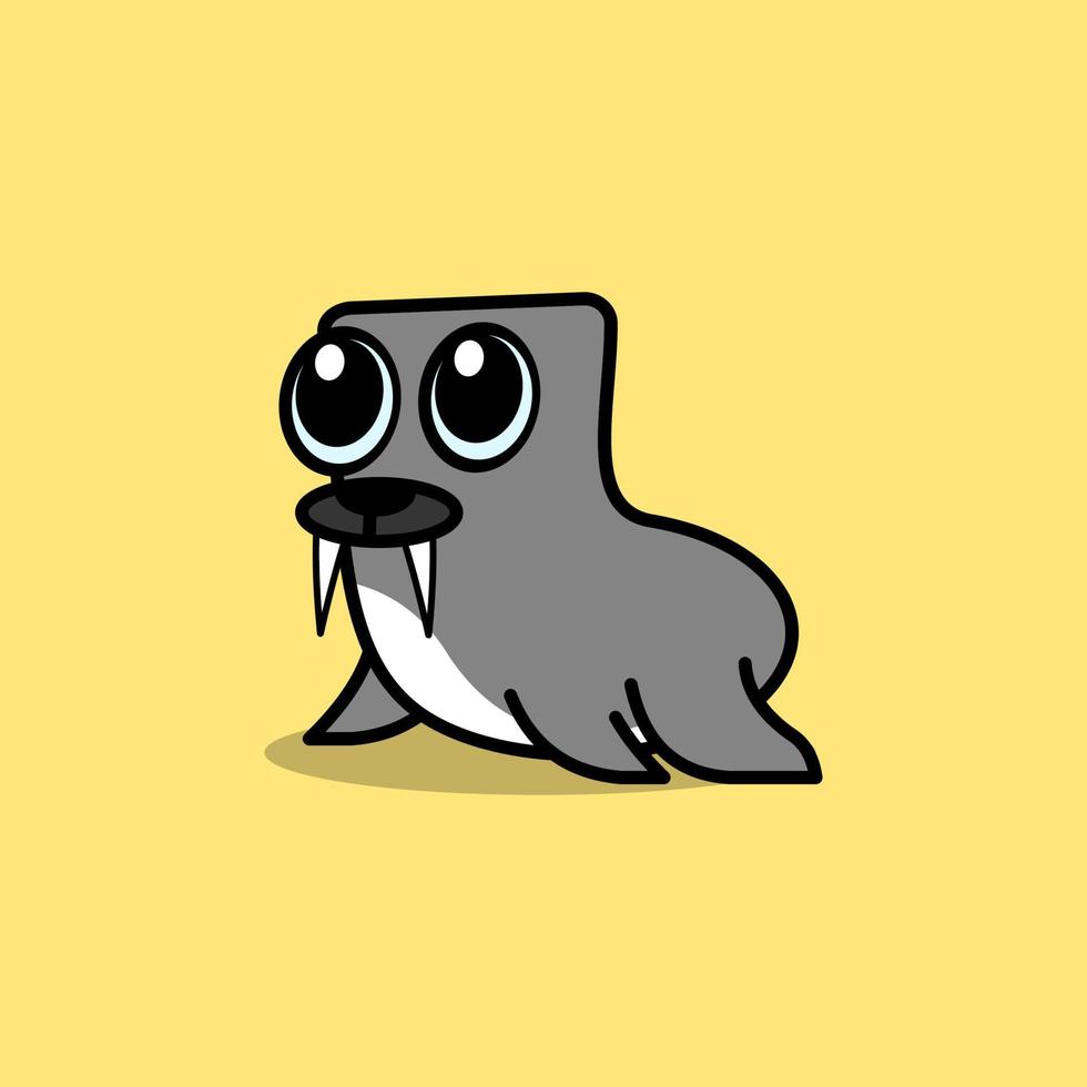 cute cartoon walrus vector