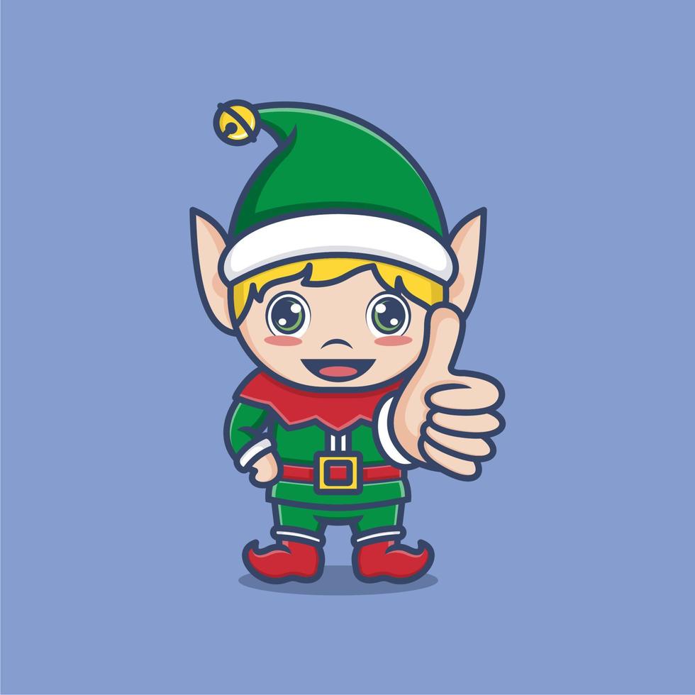 linda dibujos animados Navidad duende vector