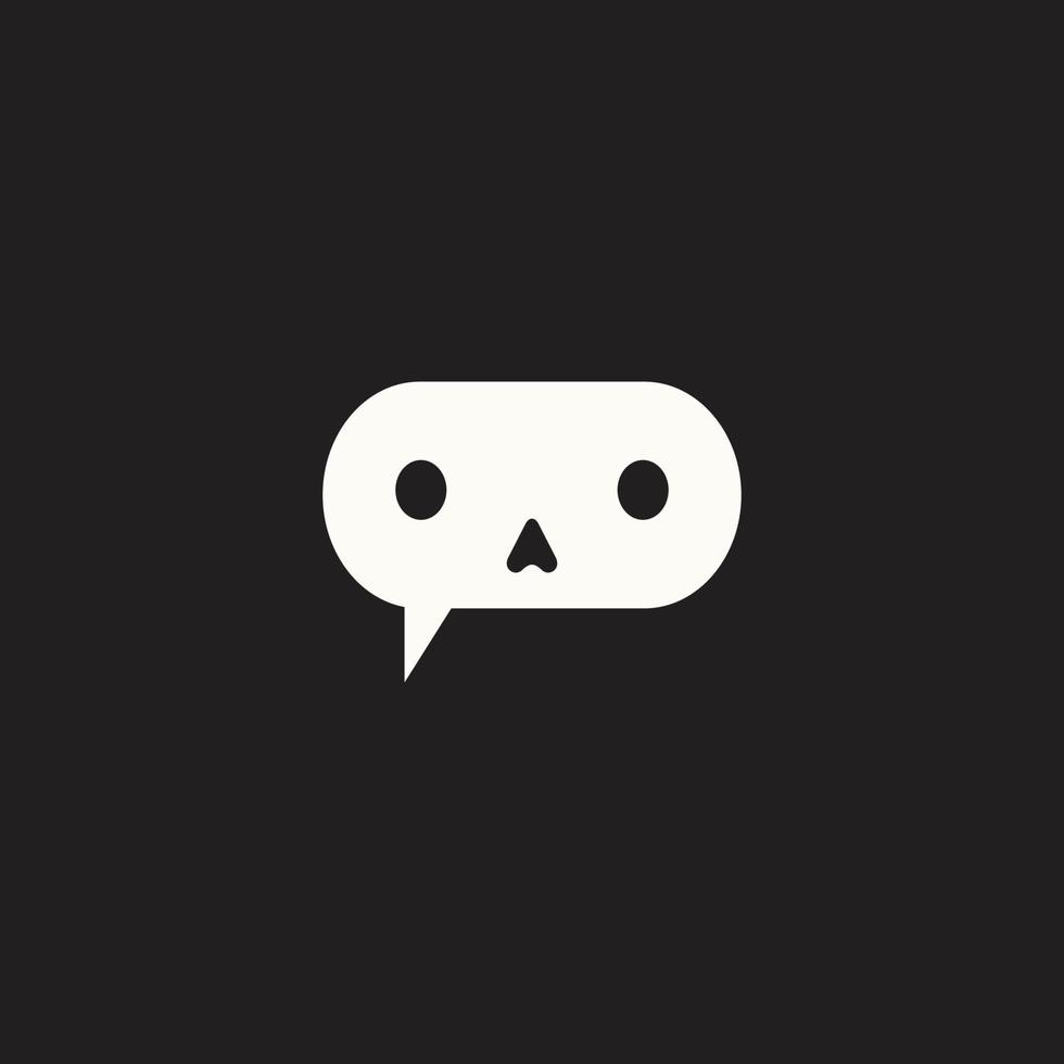 skull and chat simple logo vector