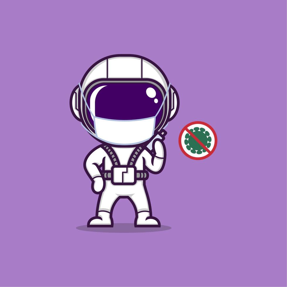 cute cartoon astronaut in medical mask vector