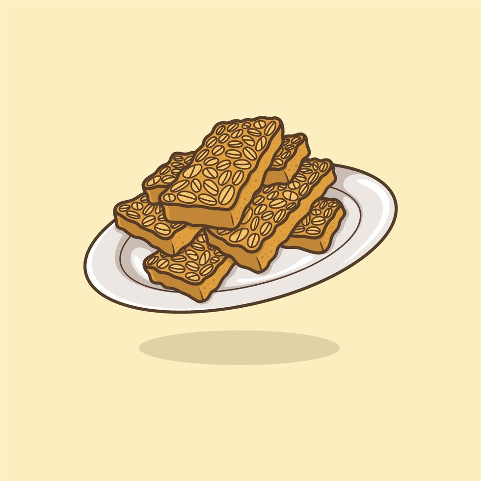 cute cartoon fried tempeh vector