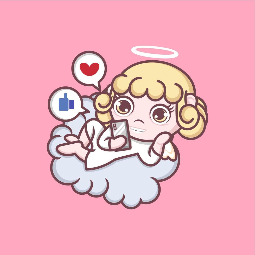 cute cartoon angel with love vector