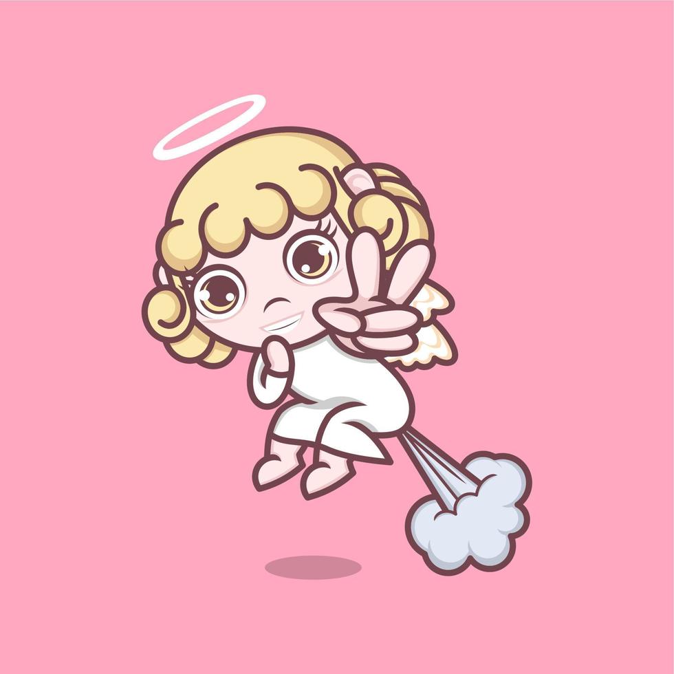 funny cartoon angel farting vector