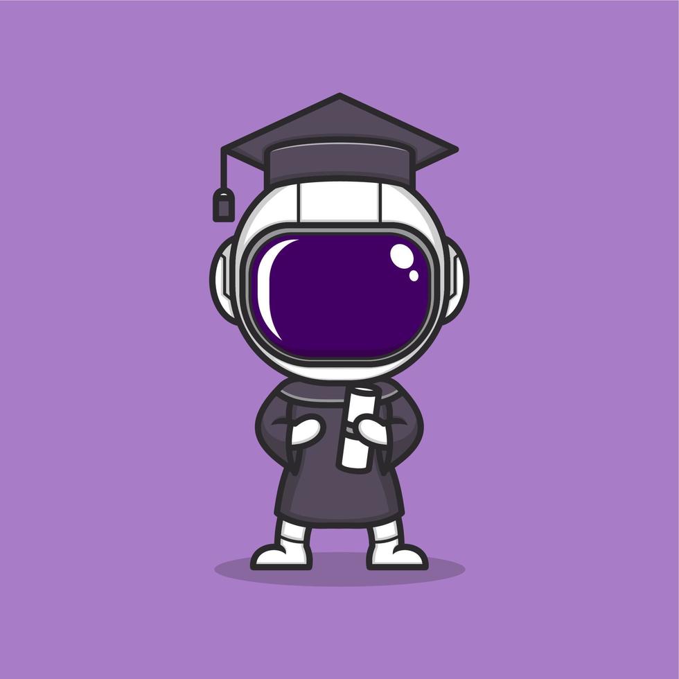 linda dibujos animados astronauta graduarse desde Universidad vector