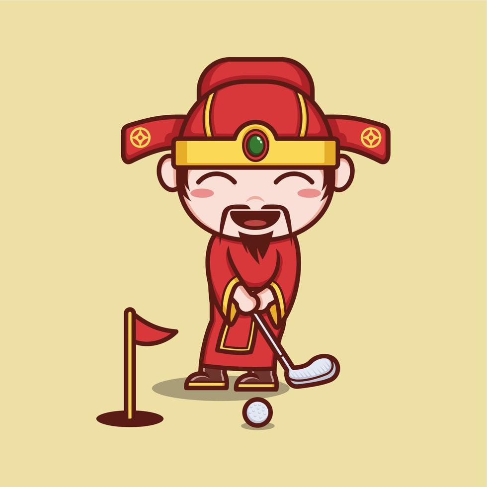 cute cartoon caishen god with sport vector