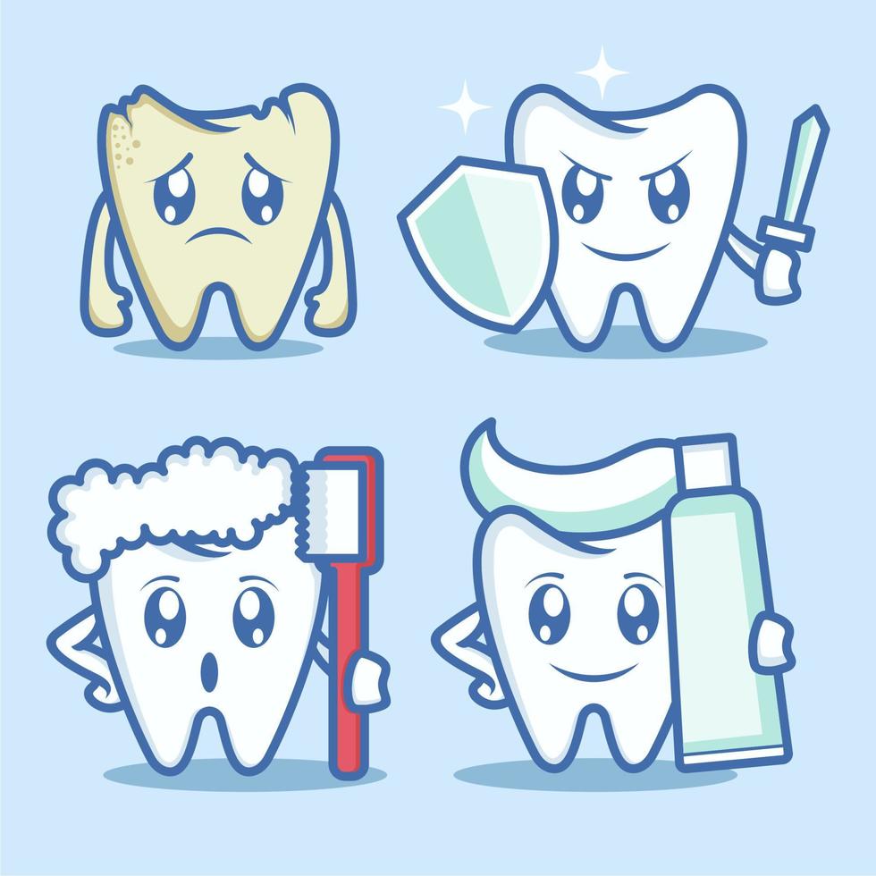 cute cartoon teeth vector
