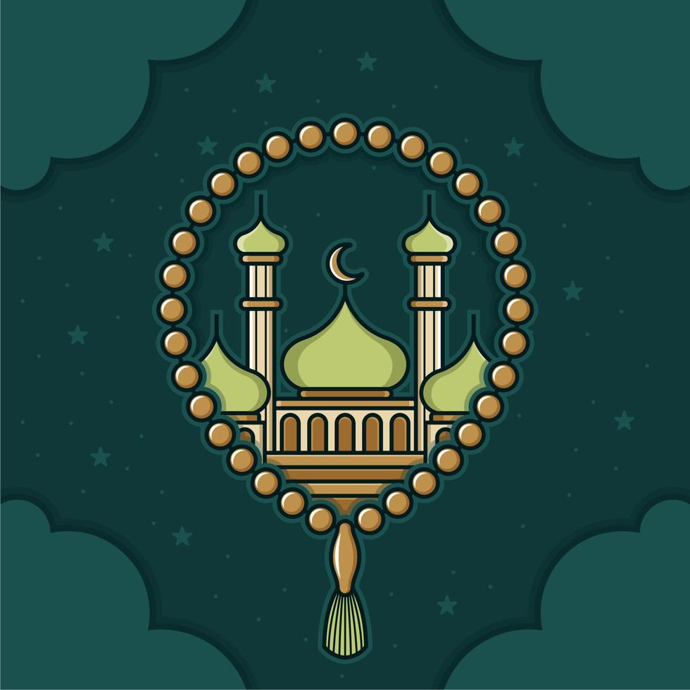 linda dibujos animados mezquita vector