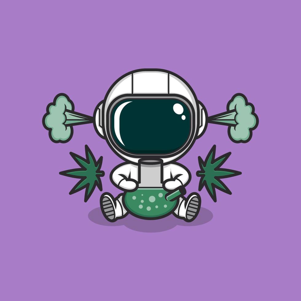 cute cartoon astronaut with cannabis vector