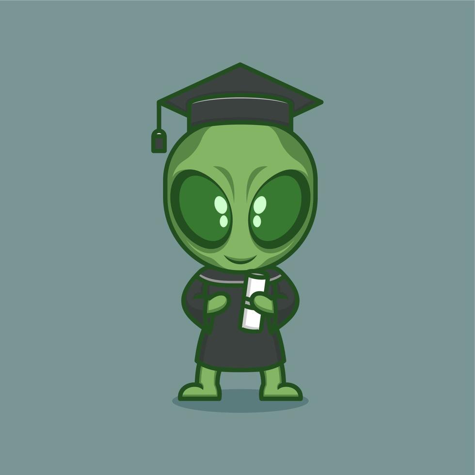 cute cartoon alien graduate college 20791746 Vector Art at Vecteezy