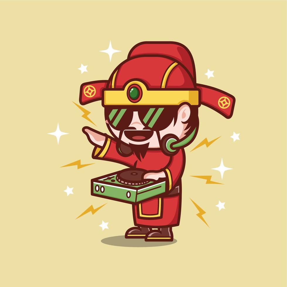 funny cartoon caishen god with music vector