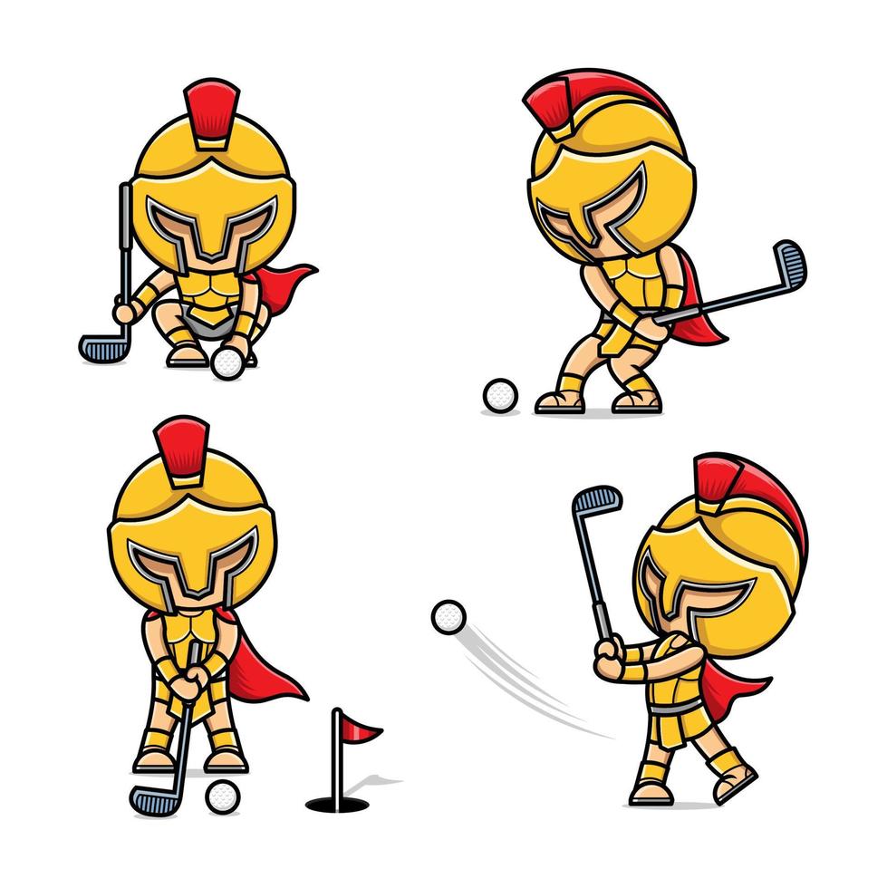 cute cartoon gladiator sports golf vector