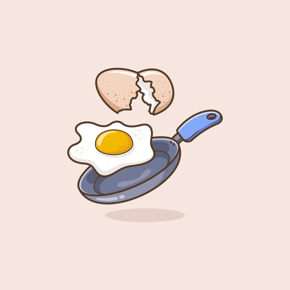 cute cartoon fried egg vector