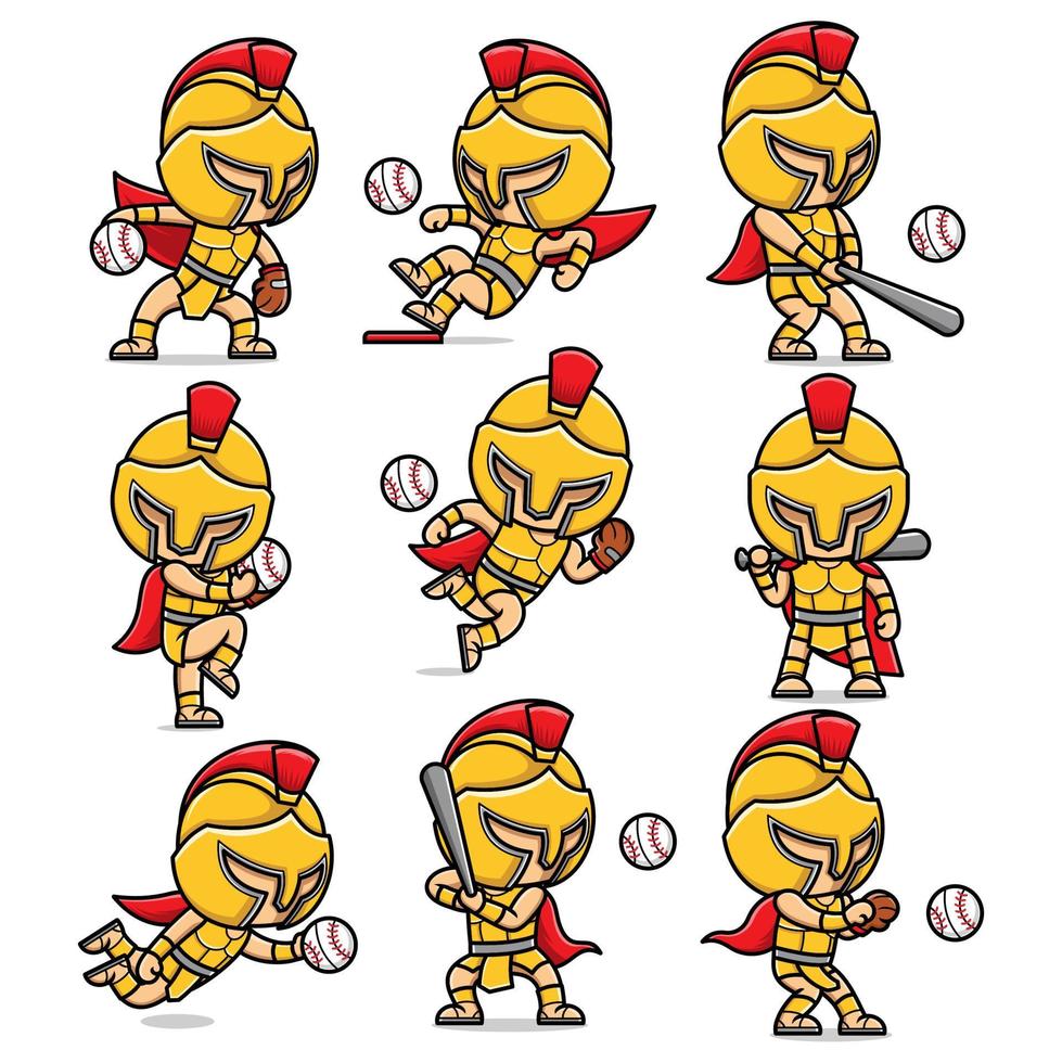 baseball sport cute cartoon gladiator vector