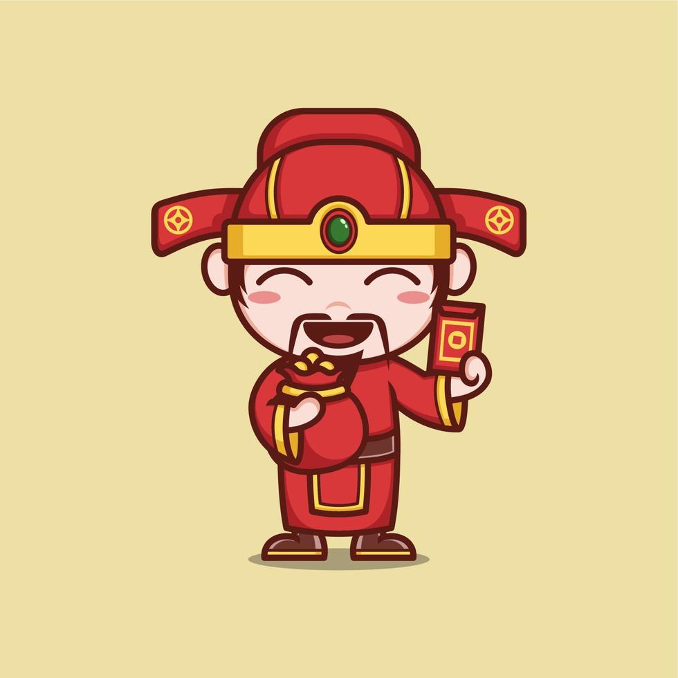 funny cartoon caishen god in lunar vector