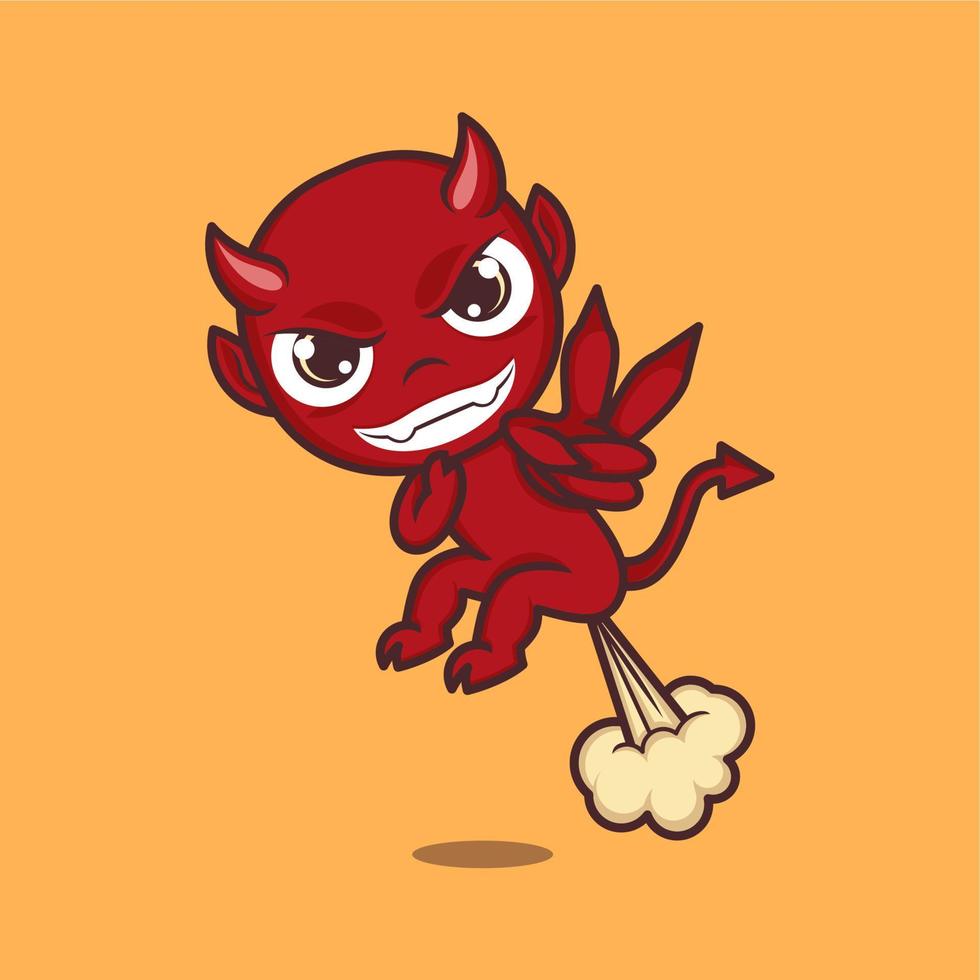 cute cartoon devil farting vector