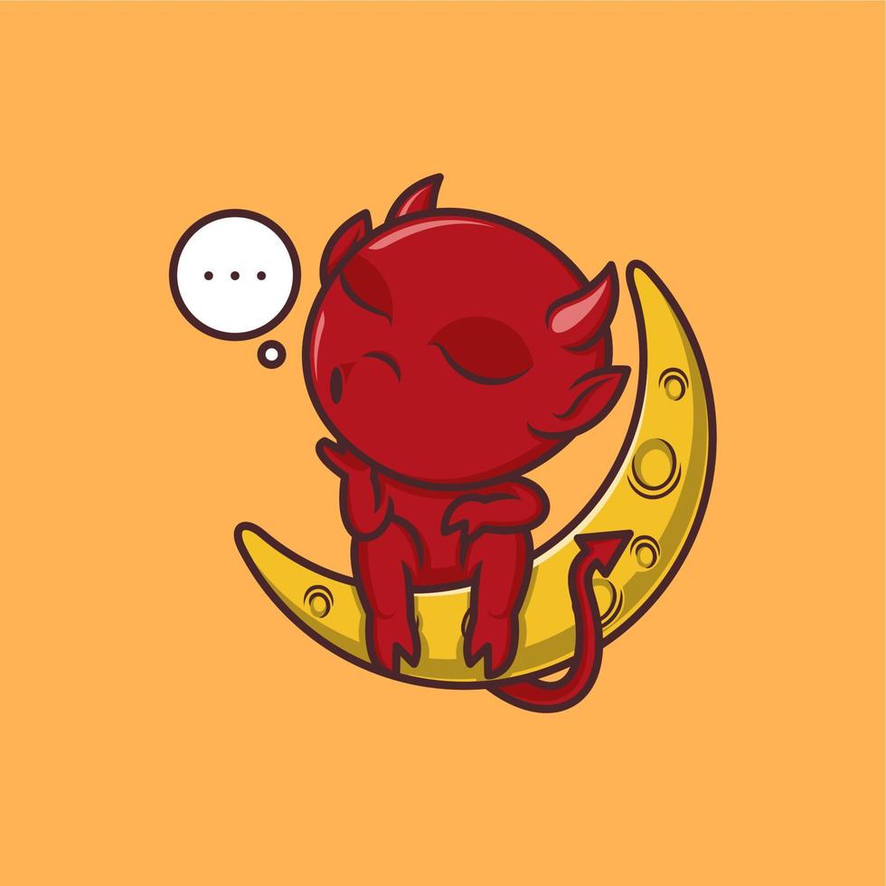 dreamy cute cartoon devil vector