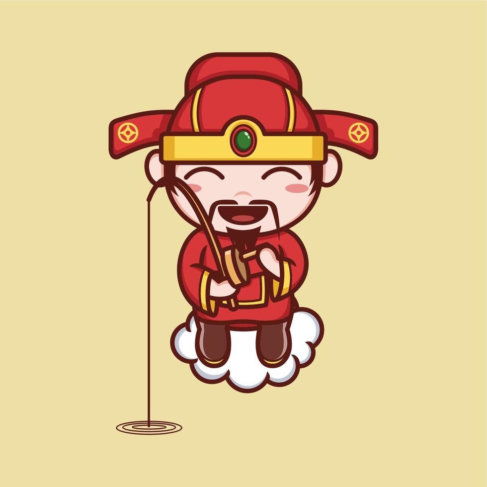 cute cartoon caishen god with sport vector