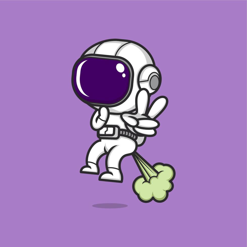 funny cartoon astronaut farting vector