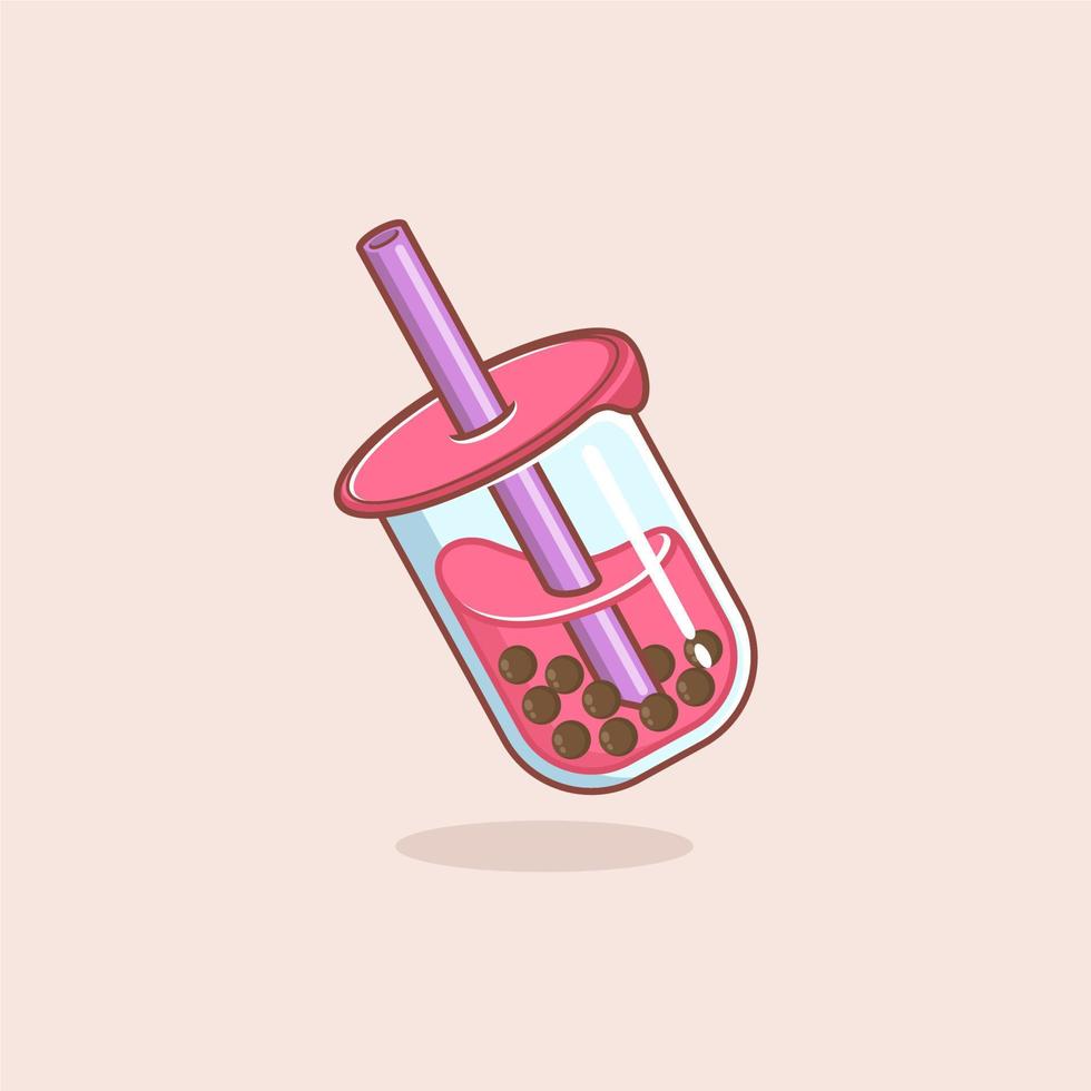 cute cartoon boba drink vector