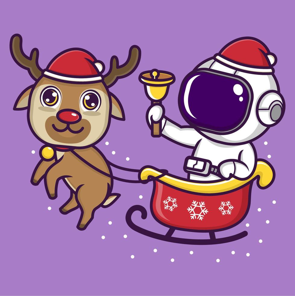 cute cartoon astronaut on christmas vector