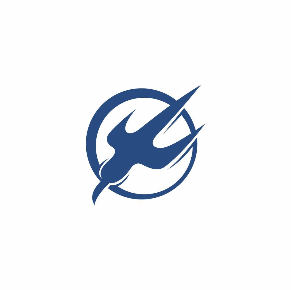 swallow and trident simple logo vector