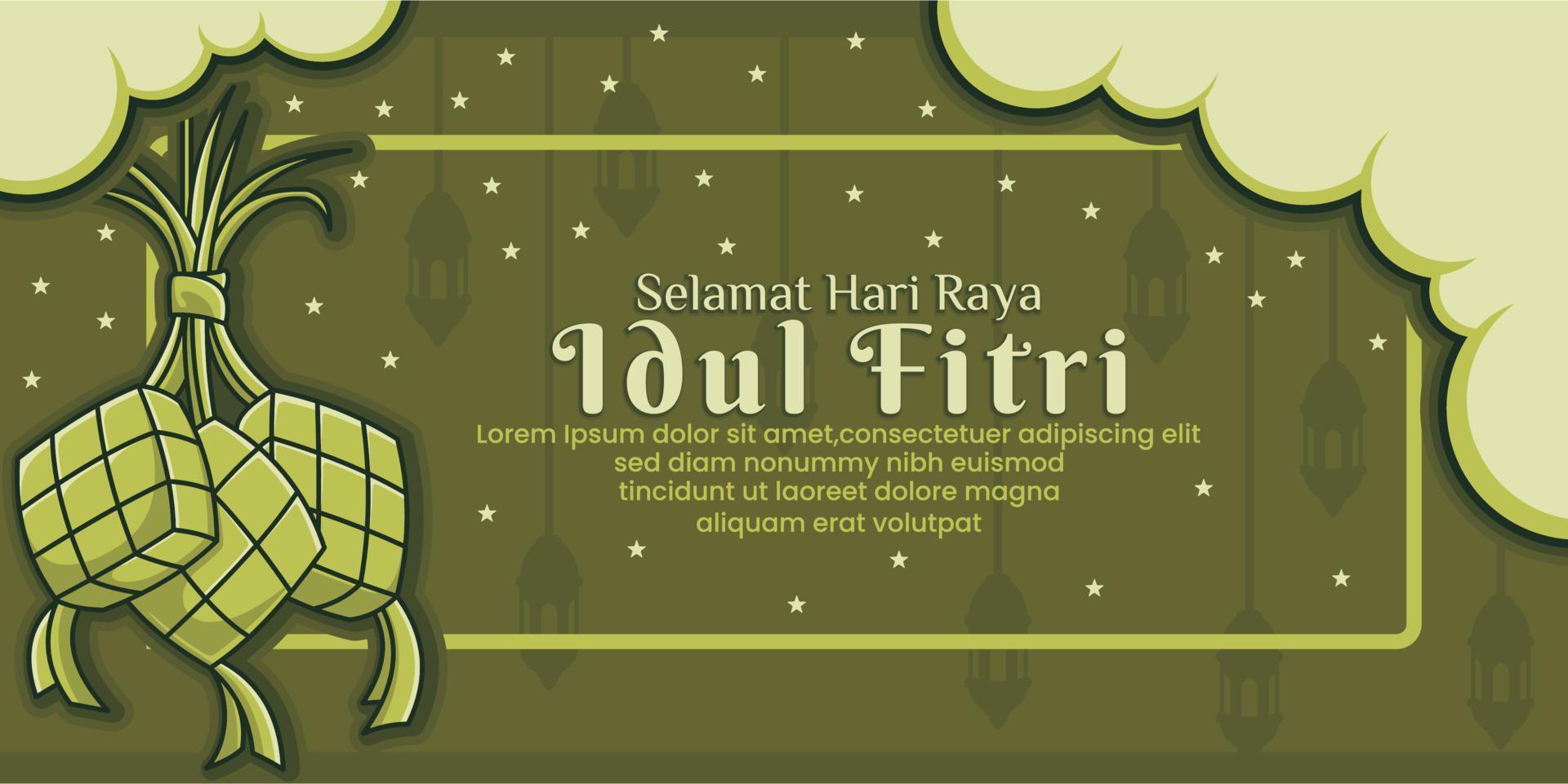 Islamic cartoon banner vector