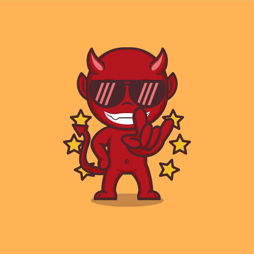 rocker style cute cartoon devil vector