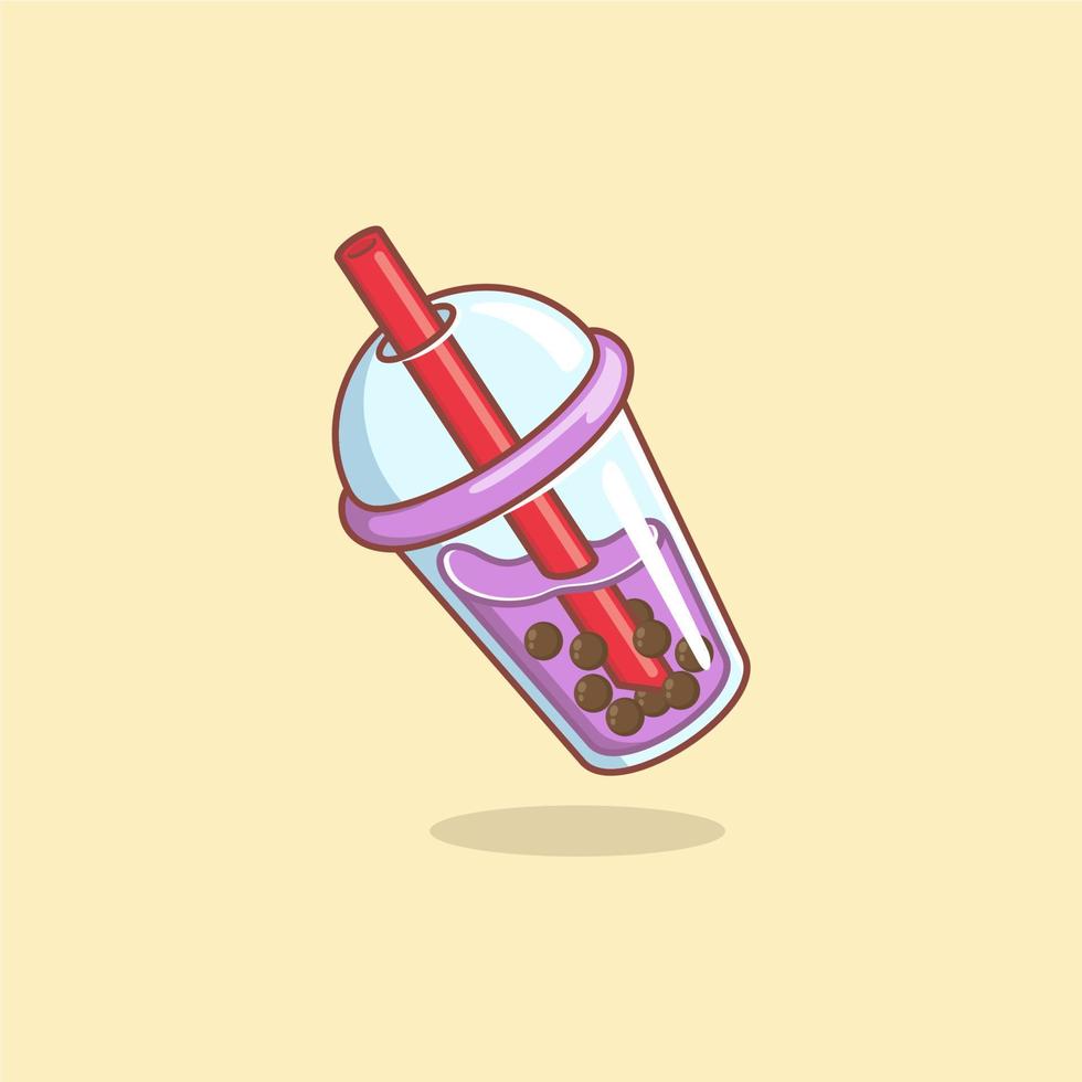 cute cartoon boba drink vector