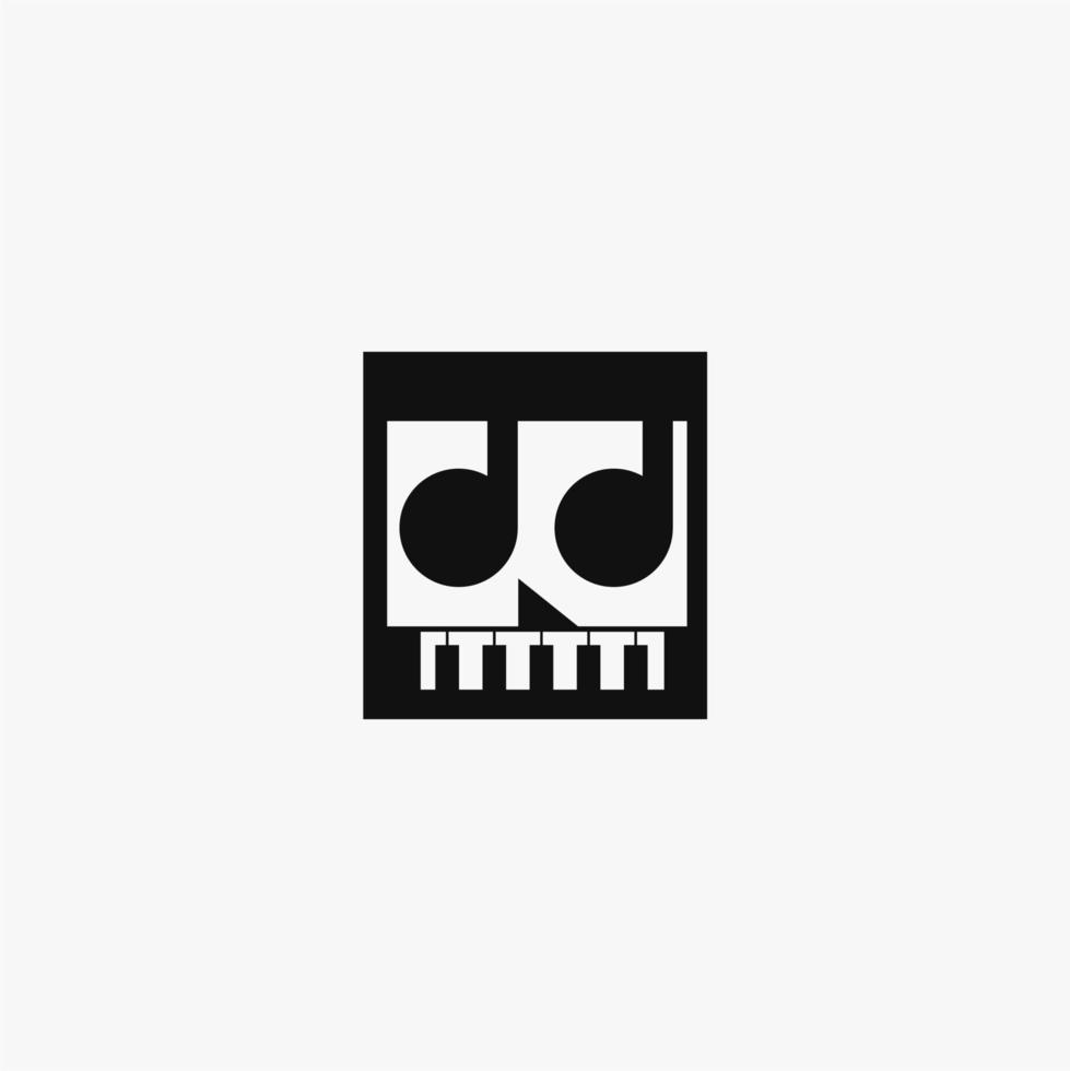 cráneo y música sencillo logo vector