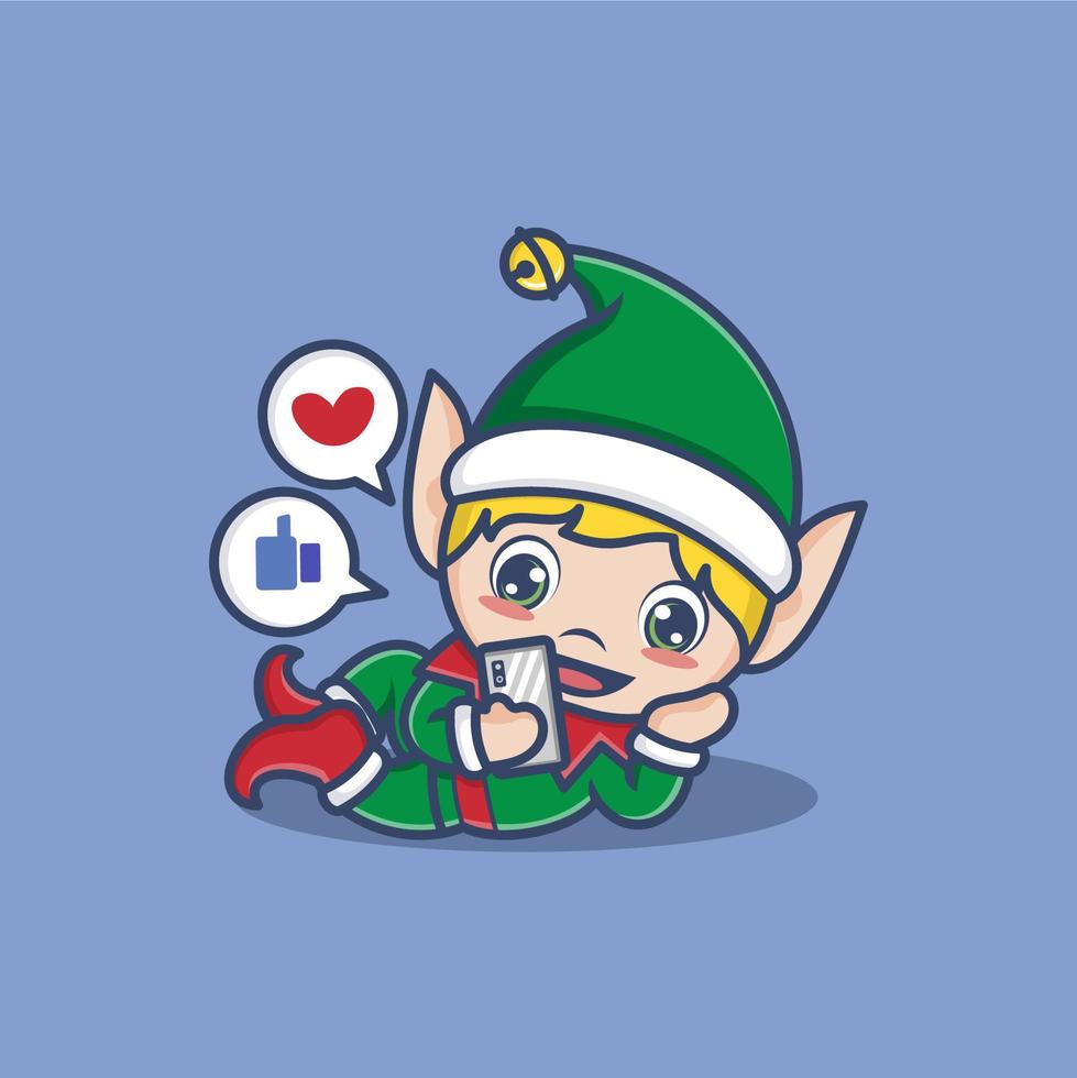 cute cartoon christmas elf vector