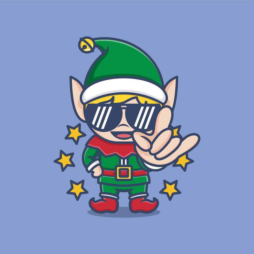 cute cartoon christmas elf vector