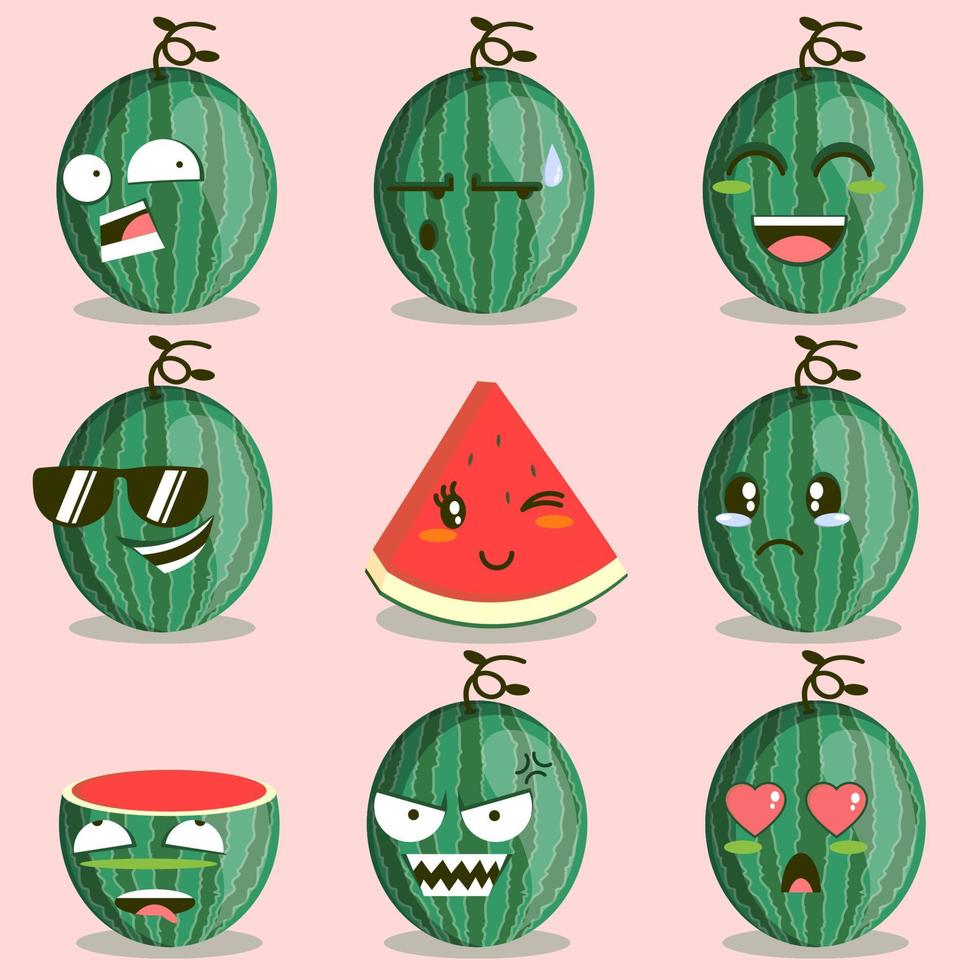 watermelon funny cartoon vector