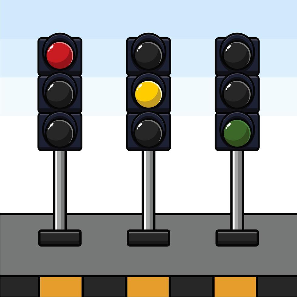 cute cartoon traffic light vector